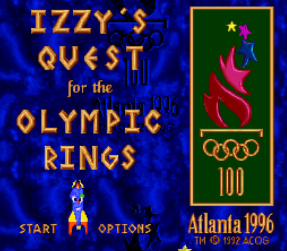 Izzys Quest for the Olympic Rings Title Screen
